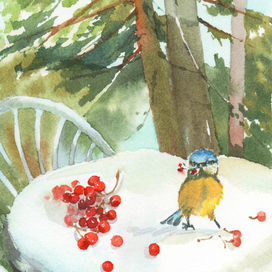 Акварельная иллюстрация с птицей