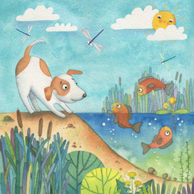 Щенок и рыбка