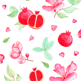 Гранат и цветы