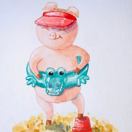 Поросёнок на пляже