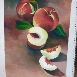 Персики гуашью