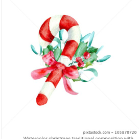 Рождественская композиция из новогодней конфеты с омелой и бантом