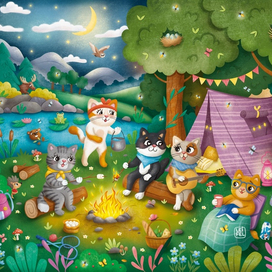 Иллюстрация для пазла Котики