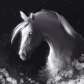 Sketch of a white horse | Набросок белой лошади