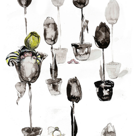 Дюймовочка и тюльпаны