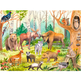 Многоразовые наклейки "Лесные животные"
