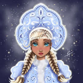 Снегурка в мультяшном стиле