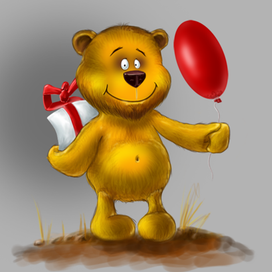 Персонаж - Медвежонок с подарком.