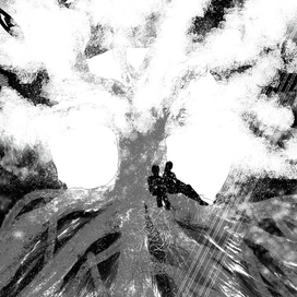 Чб иллюстрация к книге В. Денисова "Апрель это второй месяц весны"