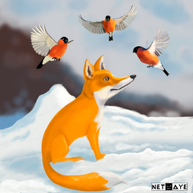 Лисичка и снегири