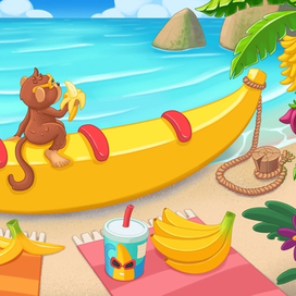 обезьянка на море