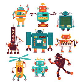 веселые ретро роботы
