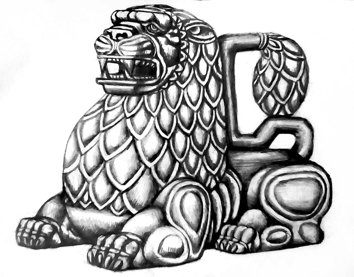 13. "Лев", бумага, карандаш. 2017 г.  #50дней50рисунков