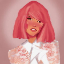 Девушка с розовыми волосами 