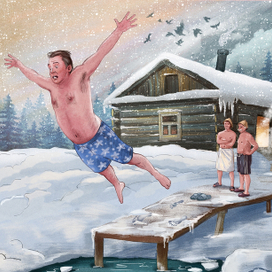 "Иностранец в русской бане". Иллюстрация к рассказу