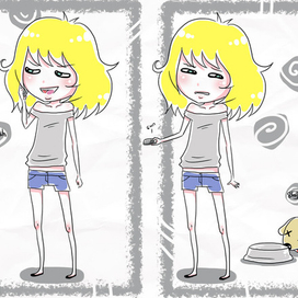 Покормила собаку