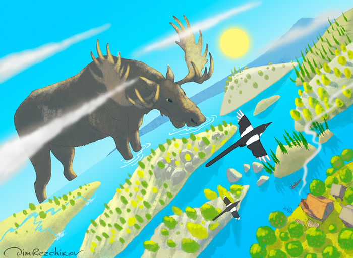 "Лось пьющий из осенних вод" )))