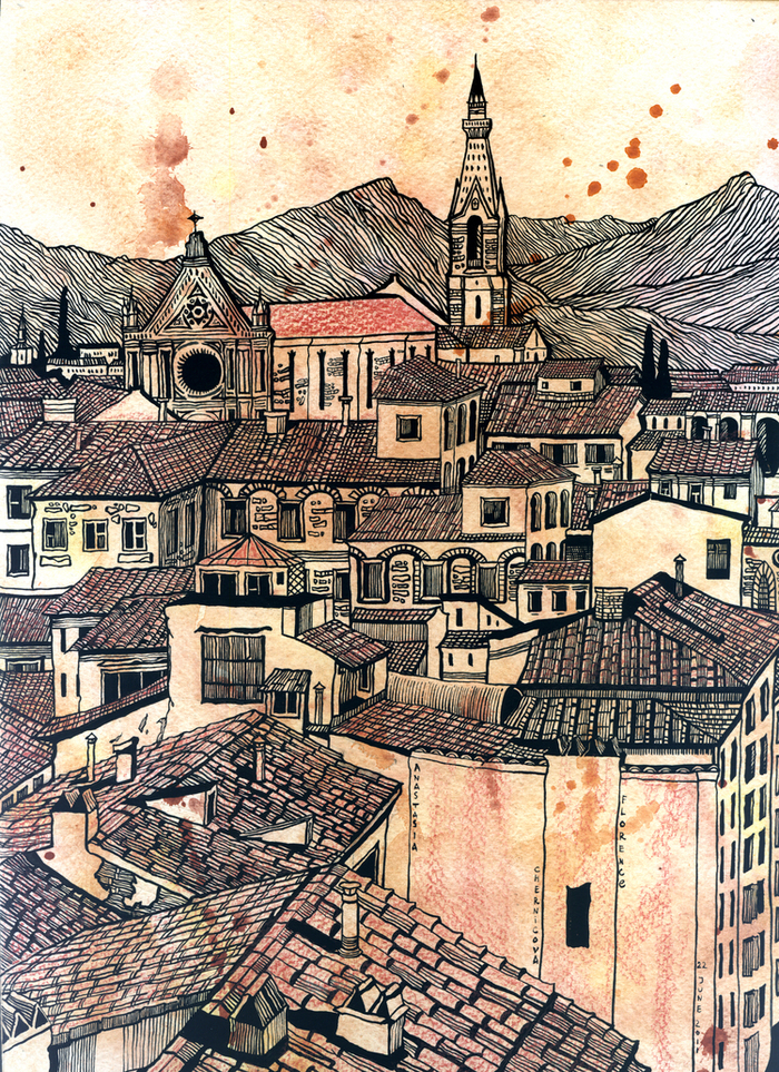 Флоренция. Крыши.Санта Кроче.