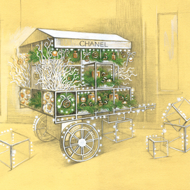 эскиз новогоднего оформления для Шанель