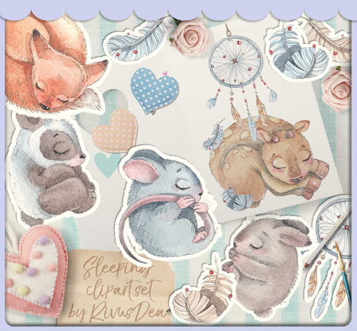 Спящие малыши набор клипарта