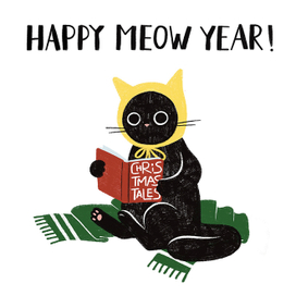 новогодний котик с книжкой