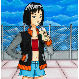 Девушка на крыше.