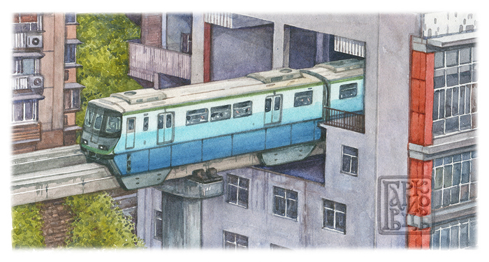 В Китае метро пронзает дома