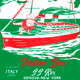 Рекламный плакат Italian Line 30-е годы 