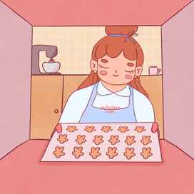 Девушка готовит печеньки 