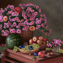 Цветы и фрукты