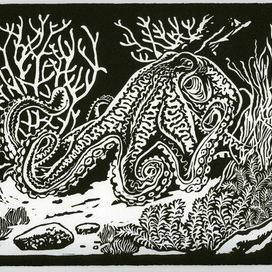 Линогравюра "Осьминожка" 2009