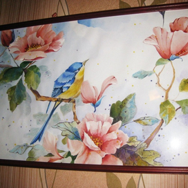 птица с цветами