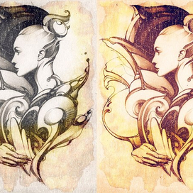 Винтажня иллюстрация с девушкой