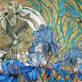 "Голубые ирисы".Для книги "Шкатулка ценностей"