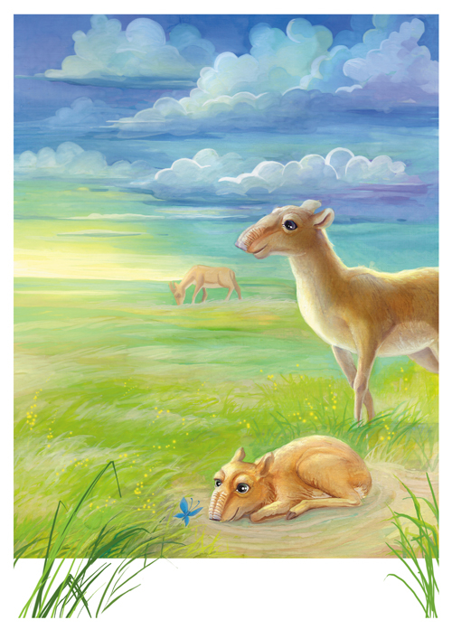 Иллюстрация к сказке А.И. Сусловой  "Сайгачонок  и бабочка"