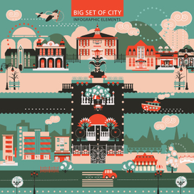 Big set of city infographic elements