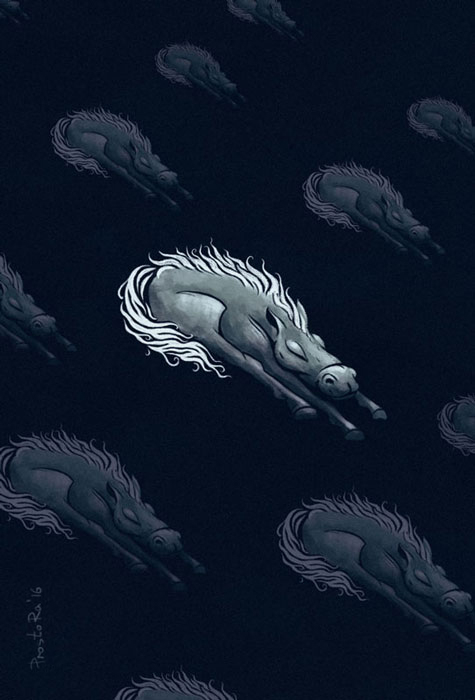 Спящая изометрическая лошадь парит в космосе