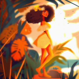 Иллюстрация “Девушка в тропиках»