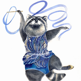 Енот, влюбленный в гимнастику