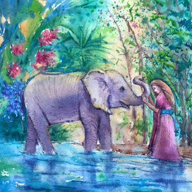 Девушка и слон