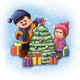 Дети возле елки