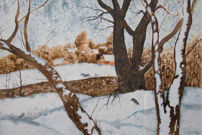 Снег,зима,лошадка.