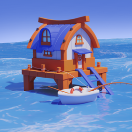 3D дом на воде