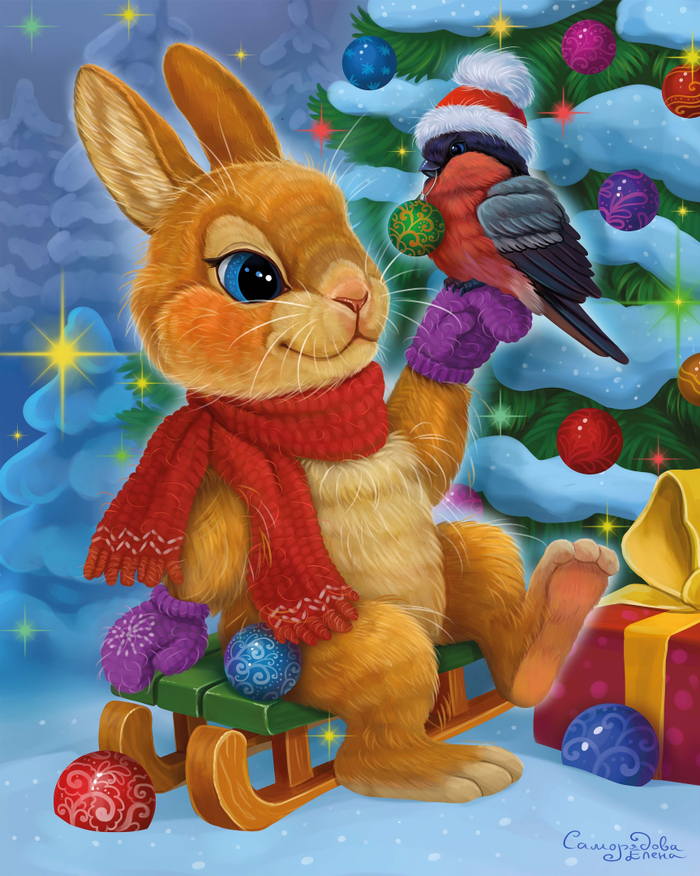 Зайчик и снегирь
