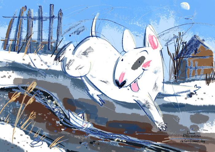 Весенние ручейки и бультерьер