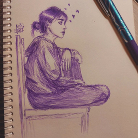 Sketch portrait by pen