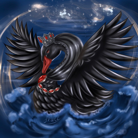 Рубиновая царевна - лебедь, цифровая иллюстрация, Procreate