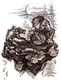 пёс Саруман и Фолко над обрывом