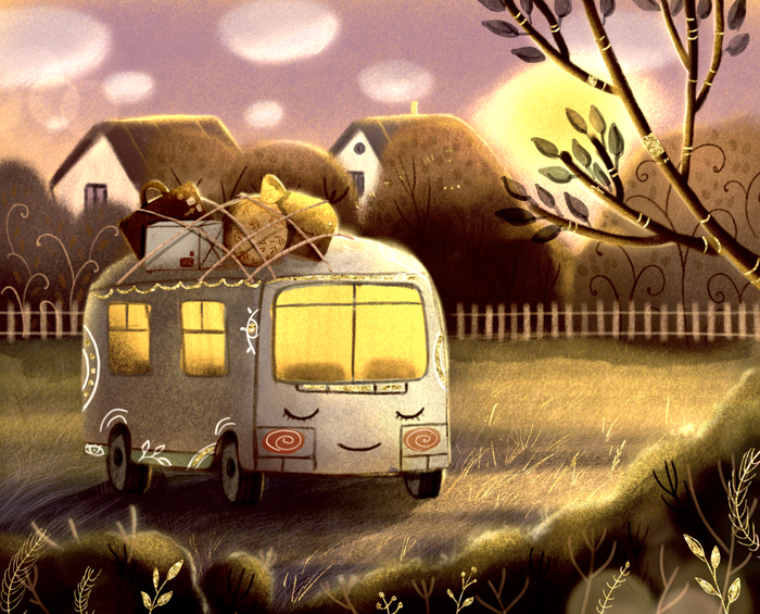 Книжная иллюстрация, автобус