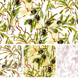 Акварельный паттерн "Оливки" - варианты